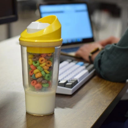 1/2PC Crunch Cup On-the-Go Cereal Tumbler Portable Plastic Cereal Cup Leak-Proof