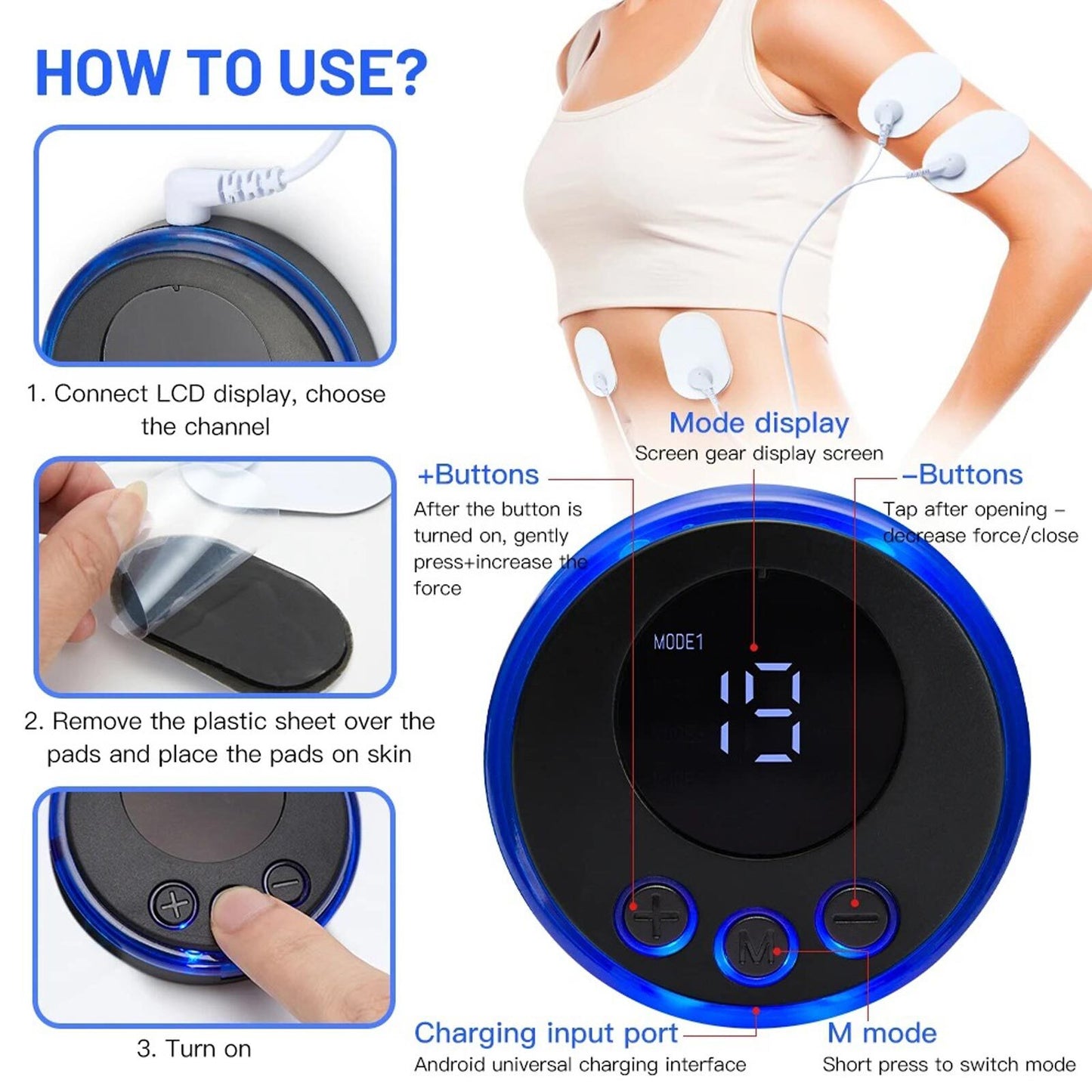 EMS Facial Body Muscle Stimulator Electrode Face Cheek Slim Beauty Massager New