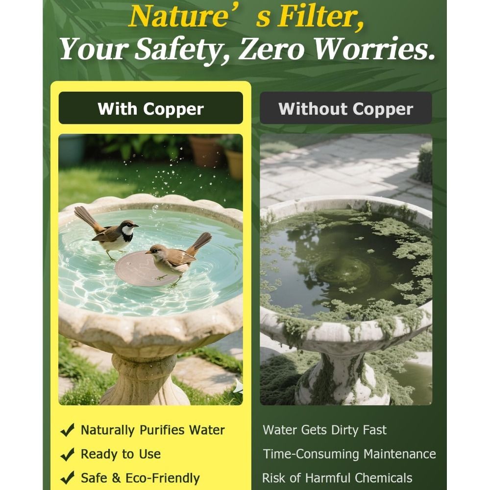 99.99% Pure Copper Mellbree Bird Bath Copper Disk Outdoor Birdbaths