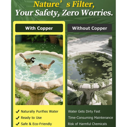 99.99% Pure Copper Mellbree Bird Bath Copper Disk Outdoor Birdbaths