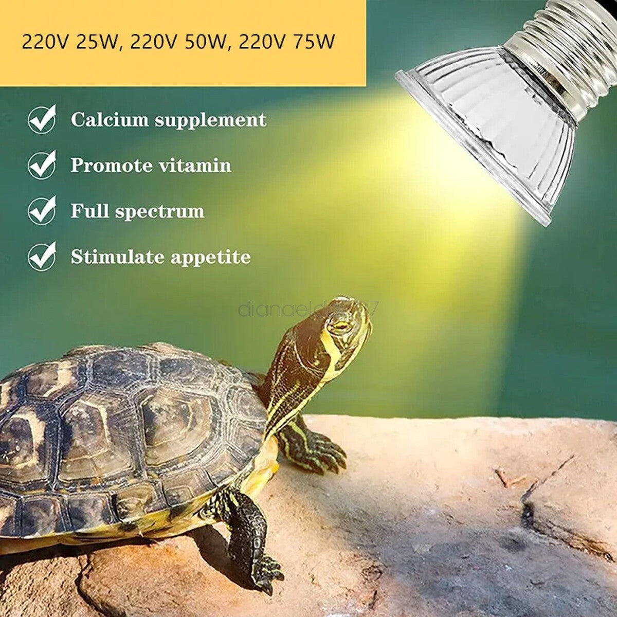 25/50/75W Heat Lamp Reptile Light Bulb UV UVB+UVA Tortoise Calcium Supplement
