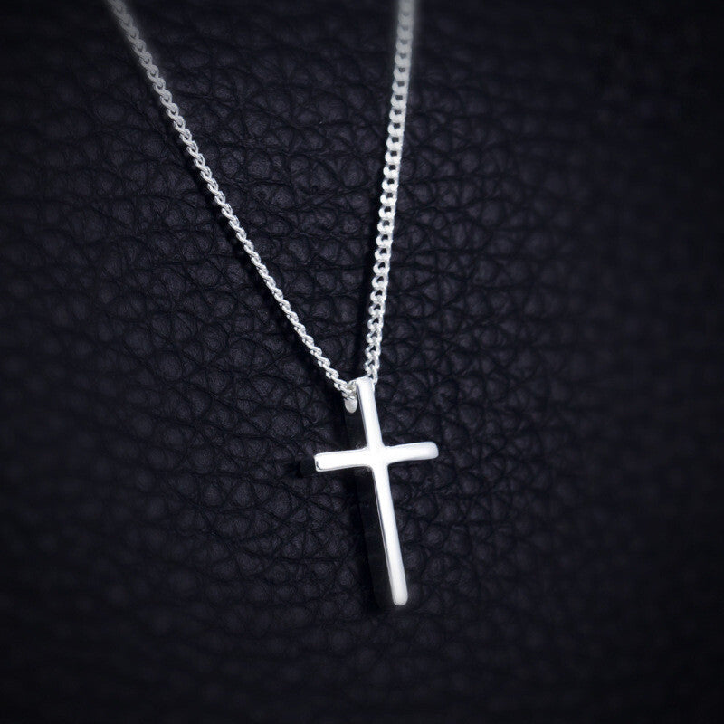 Genuine 925 Sterling Silver Plain Jesus Cross Crucifix Pendant Necklace Women's
