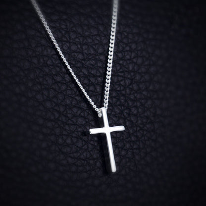 Genuine 925 Sterling Silver Plain Jesus Cross Crucifix Pendant Necklace Women's