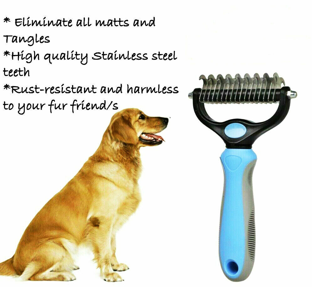 Dog Pet Cat Fur Dematting Grooming Deshedding Trimmer Tool Comb Brush Size S/L
