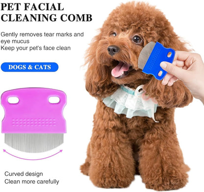 2 Pack Professional Eye Comb for Pets,Stainless Steel Tear Stain Remover for ...