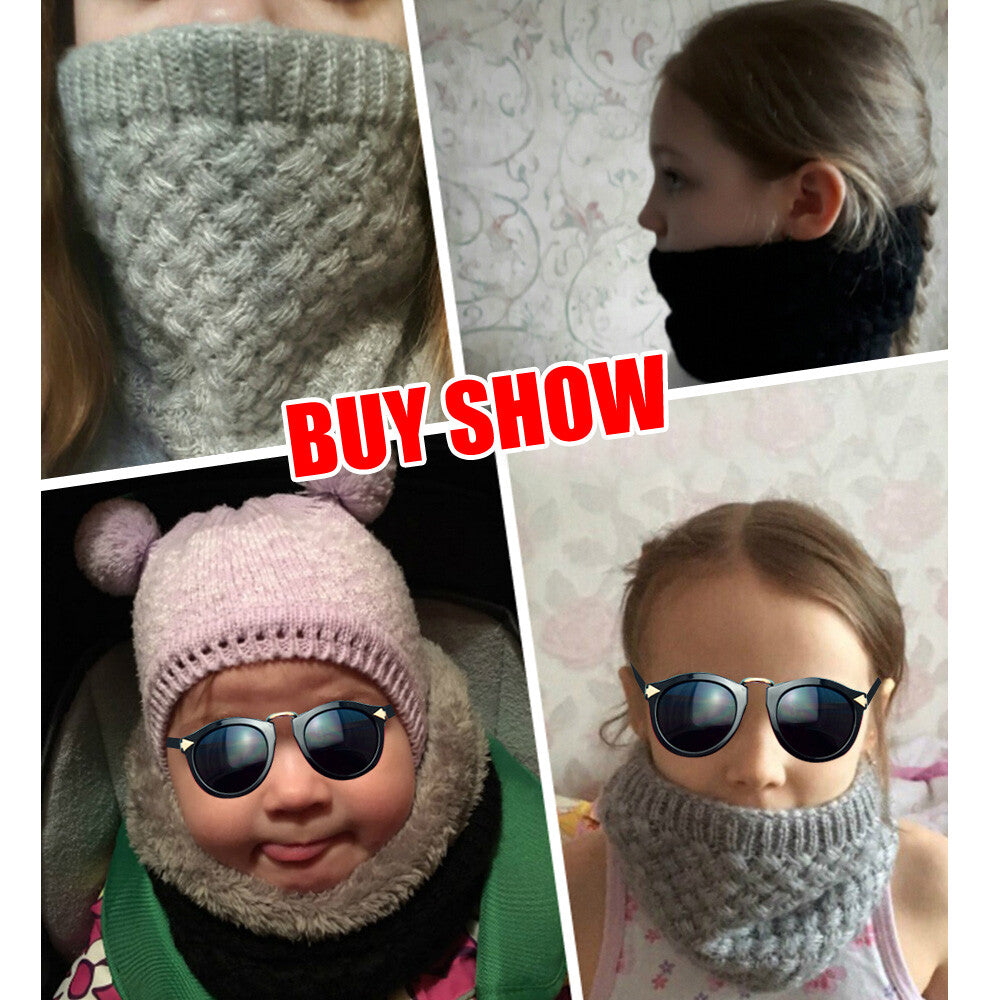 Winter Scarf Solid Color Plush Knitted Scarf Wool Collar Cotton Neck Warmer OZ