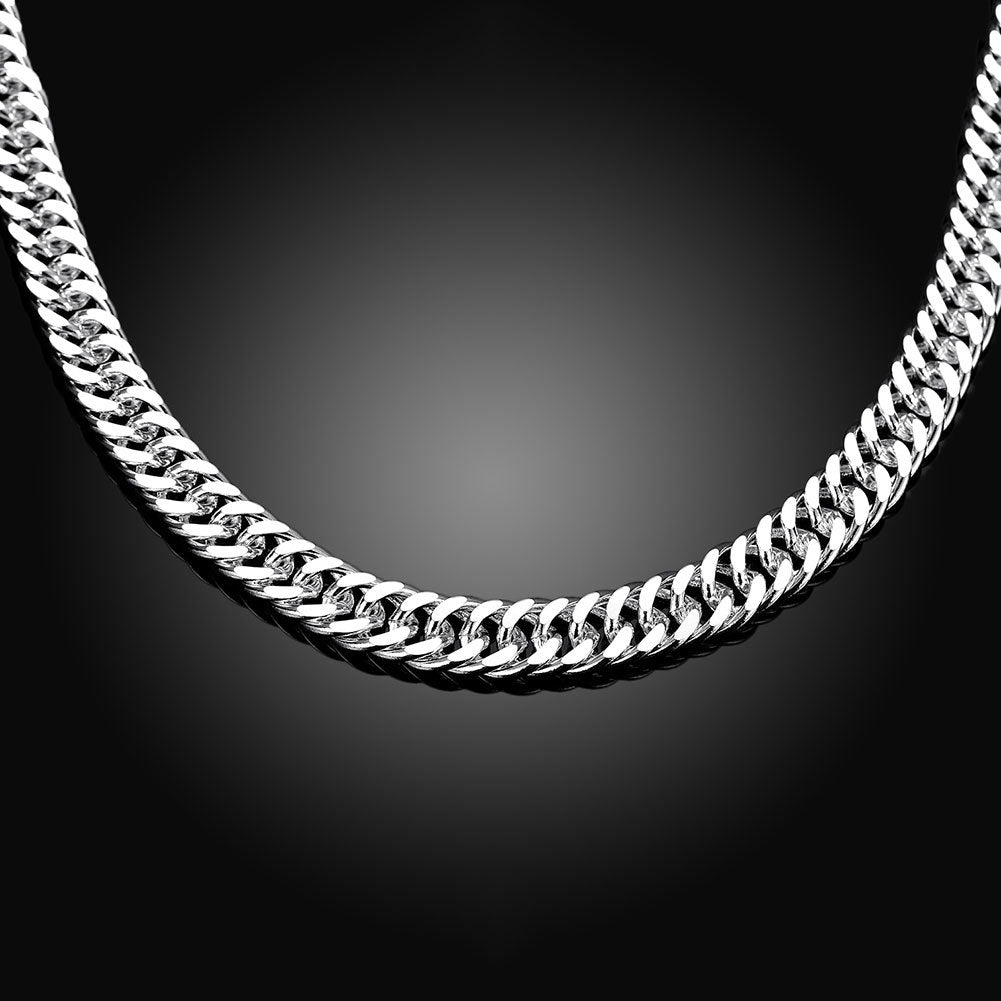 925 Sterling Silver Filled 10MM Classic Solid Curb Chain Necklace 20" Stunning