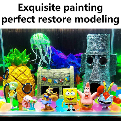 11PCS Fish Tank Ornaments Aquarium Decorations Fish Bowls SpongeBob Squarepant