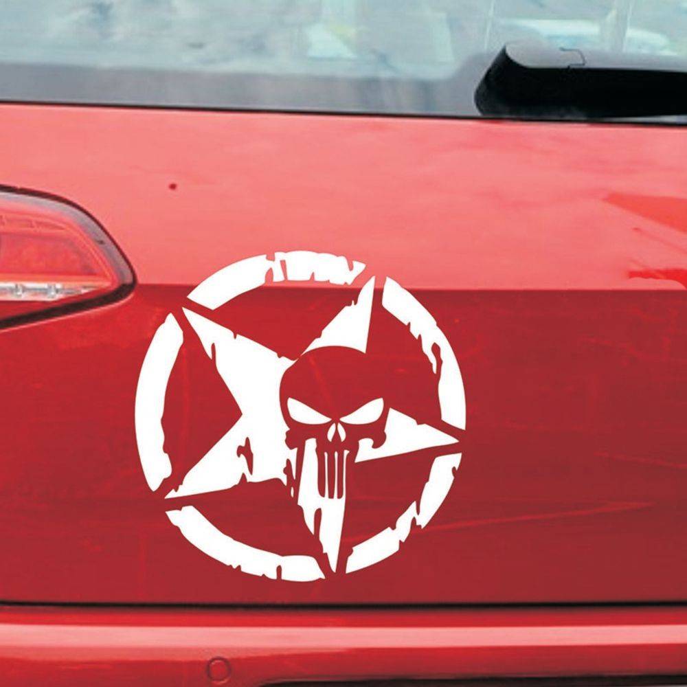 New Auto Reflective Punisher Star Vinyl Decal Skull Pentagram Car Sticker