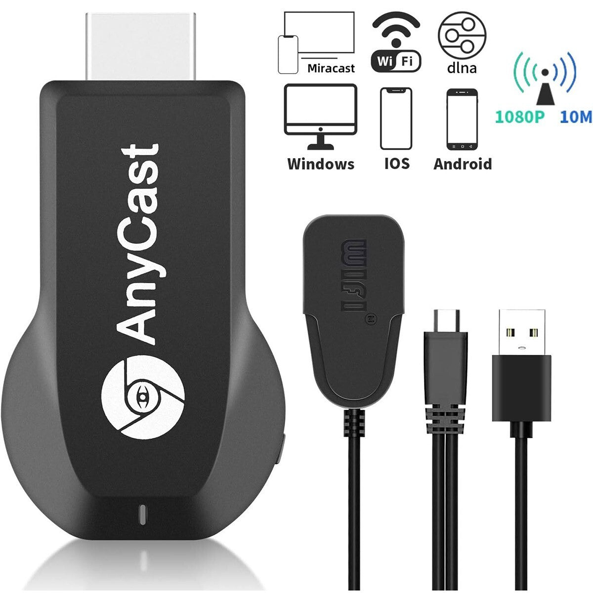 1080P Wireless Wifi Screen Cast Anycast M2 Mobile Phone Mirror Compatible with Apple Android