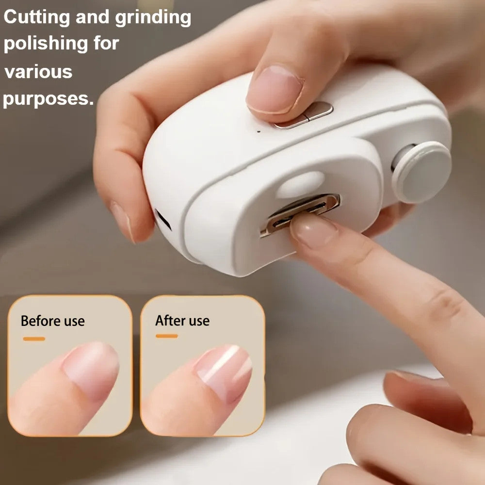 Electric Nail Clippers Automatic LED Light Trimmer Toe Cutter USB Rechargeable