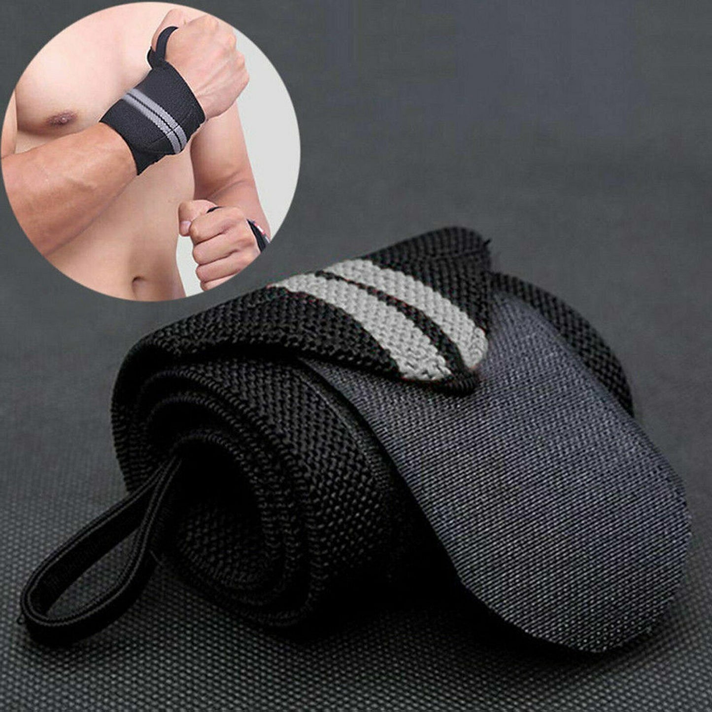 Weight Lifting Gym Muscle Training Wrist Support Straps Wraps Bodybuilding AU