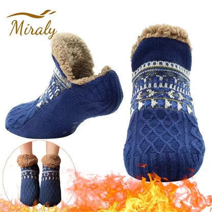 Women Mens Slipper Winter Cosy Socks Fluffy Non Slip Warm Fleece Lined Bed Floor