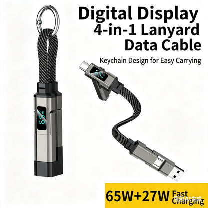 65W 4 in 1 Digital Display Super Fast Charging Keychain Data Cable Intelligent D