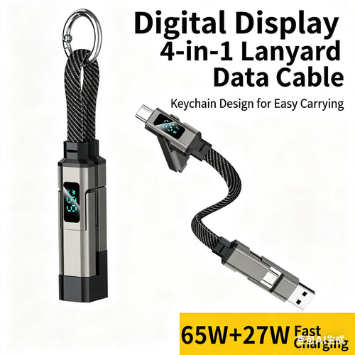 65W 4 in 1 Digital Display Super Fast Charging Keychain Data Cable Intelligent D