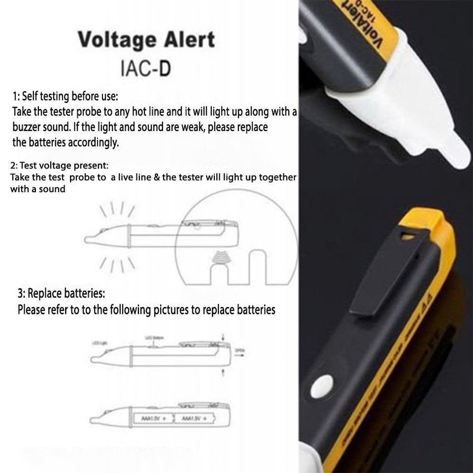 LED Voltage Alert Pen AC 90-1000V Non Contact Tester Electric Detector Tool AAA