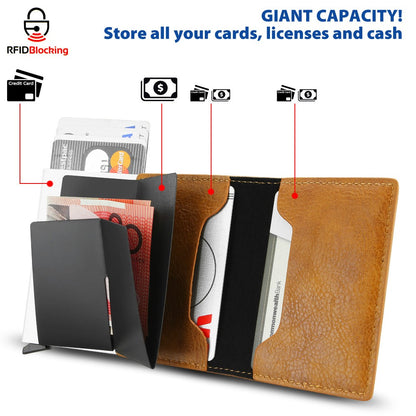 Men's RFID Blocking Leather Wallet Slim Credit Card ID Holder Carbon Fiber Purse