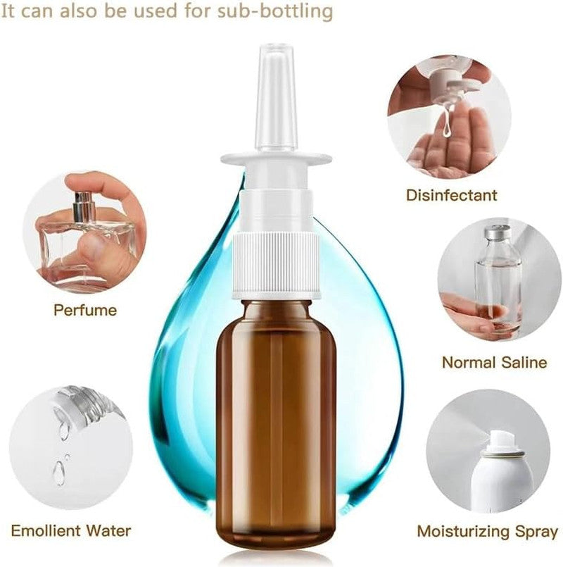 4Pcs 15Ml Amber Glass Nasal Spray Bottles with Fine Mist Nozzle – Refillable Emp