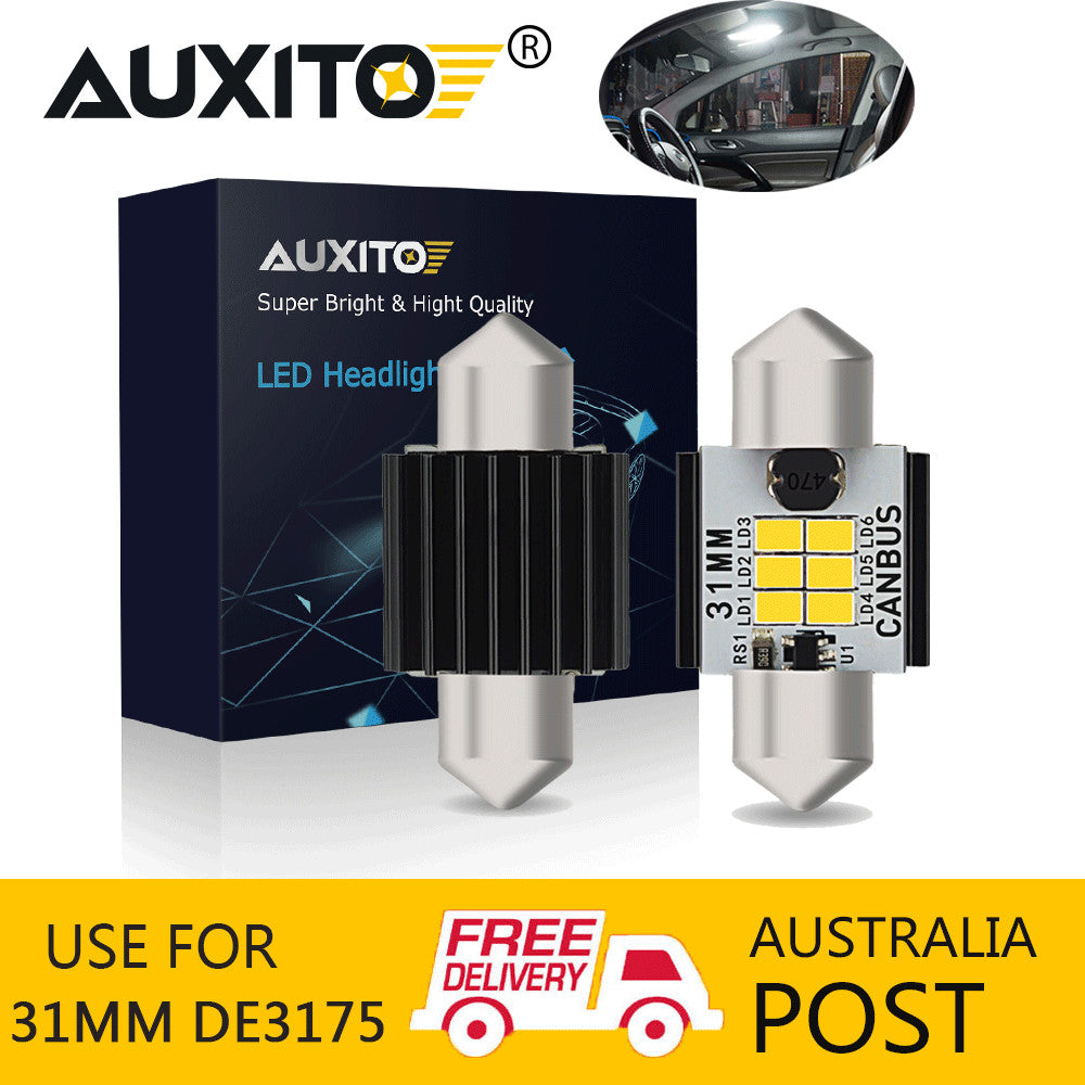 2X CAR NEW LED 31MM FESTOON INTERIOR WHITE LIGHT BULB WEDGE AUTO DOME GLOBE AU