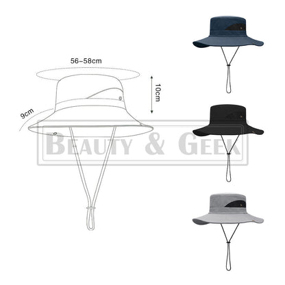 Men Wide Brim Bucket Hat UV-proof Cap Fishing Hiking Camping Beach Outdoor Sun
