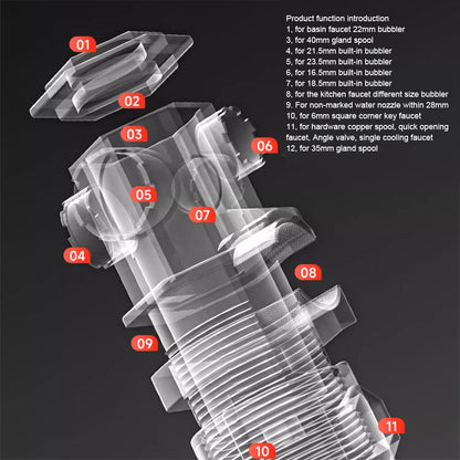 16 in 1 Multifunctional Wrench Tool for Taps Bathroom Kitchen Faucet Wrench Tool