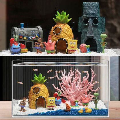 11PCS Fish Tank Ornaments Aquarium Decorations Fish Bowls SpongeBob Squarepant