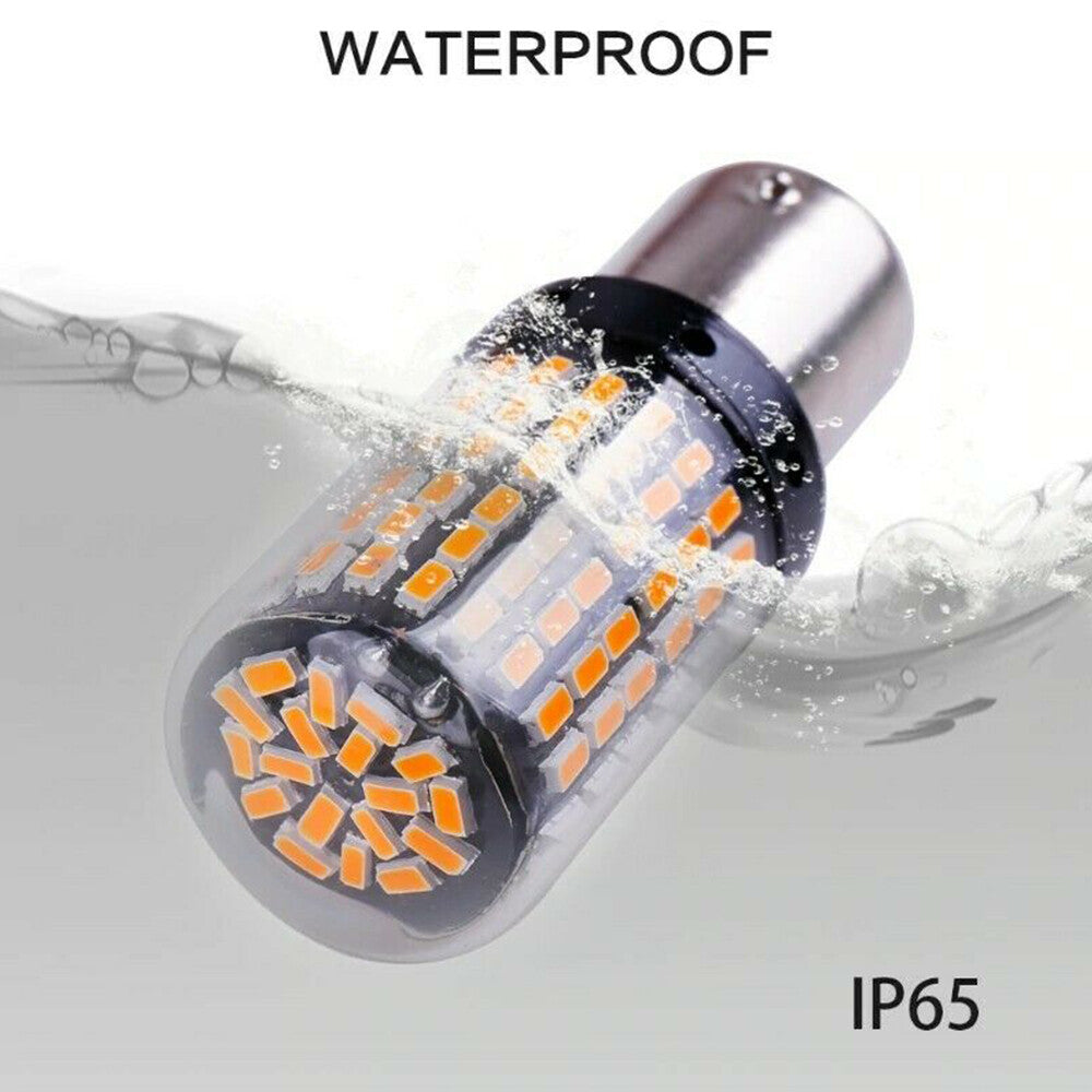 1-4x BAU15S Amber 144 LED Turn Signal Indicator Canbus Bulb 1156 2835 Globe