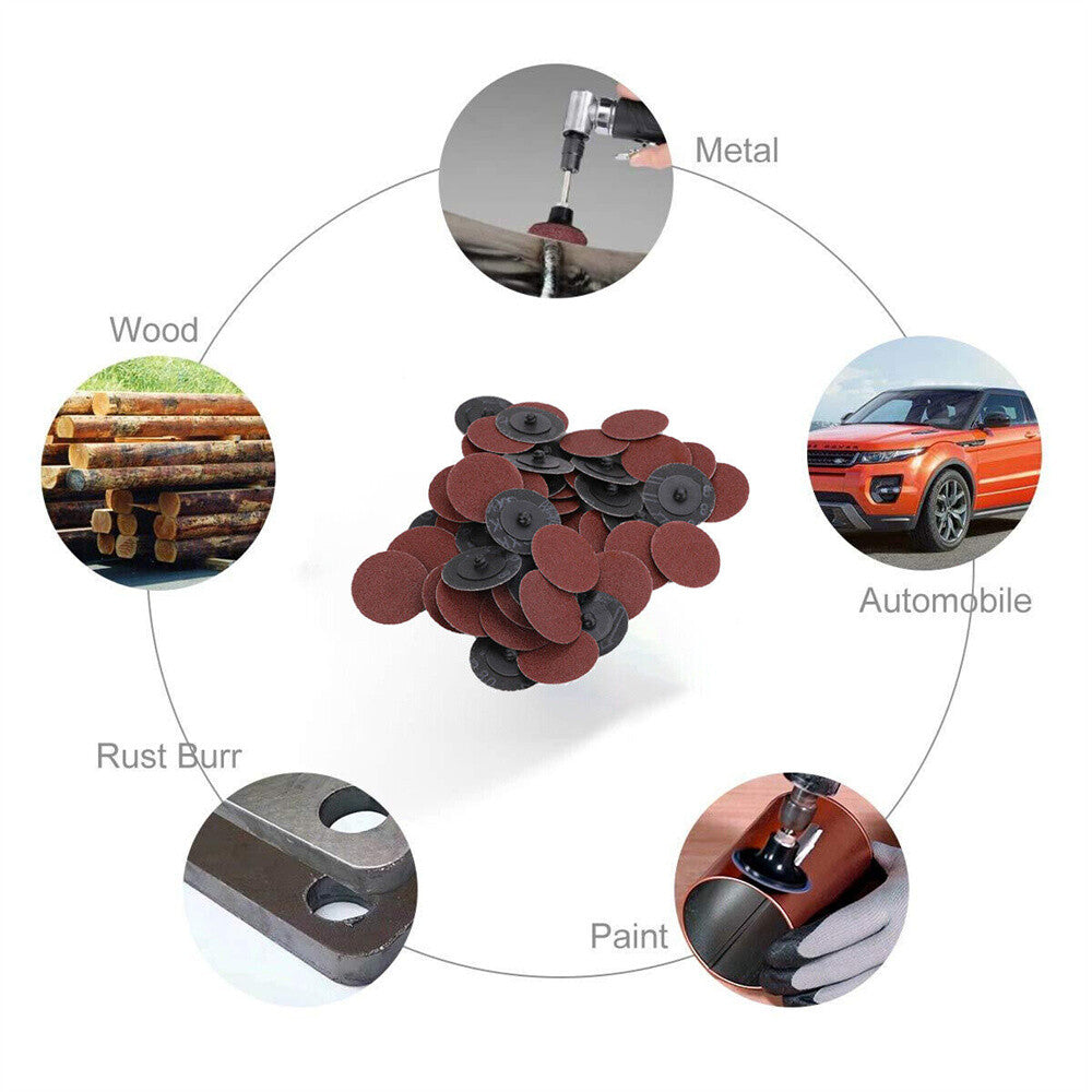 50/100 pcs 2inch 50mm Sanding 80 Grit Roll Lock Sanding Grinding Discs