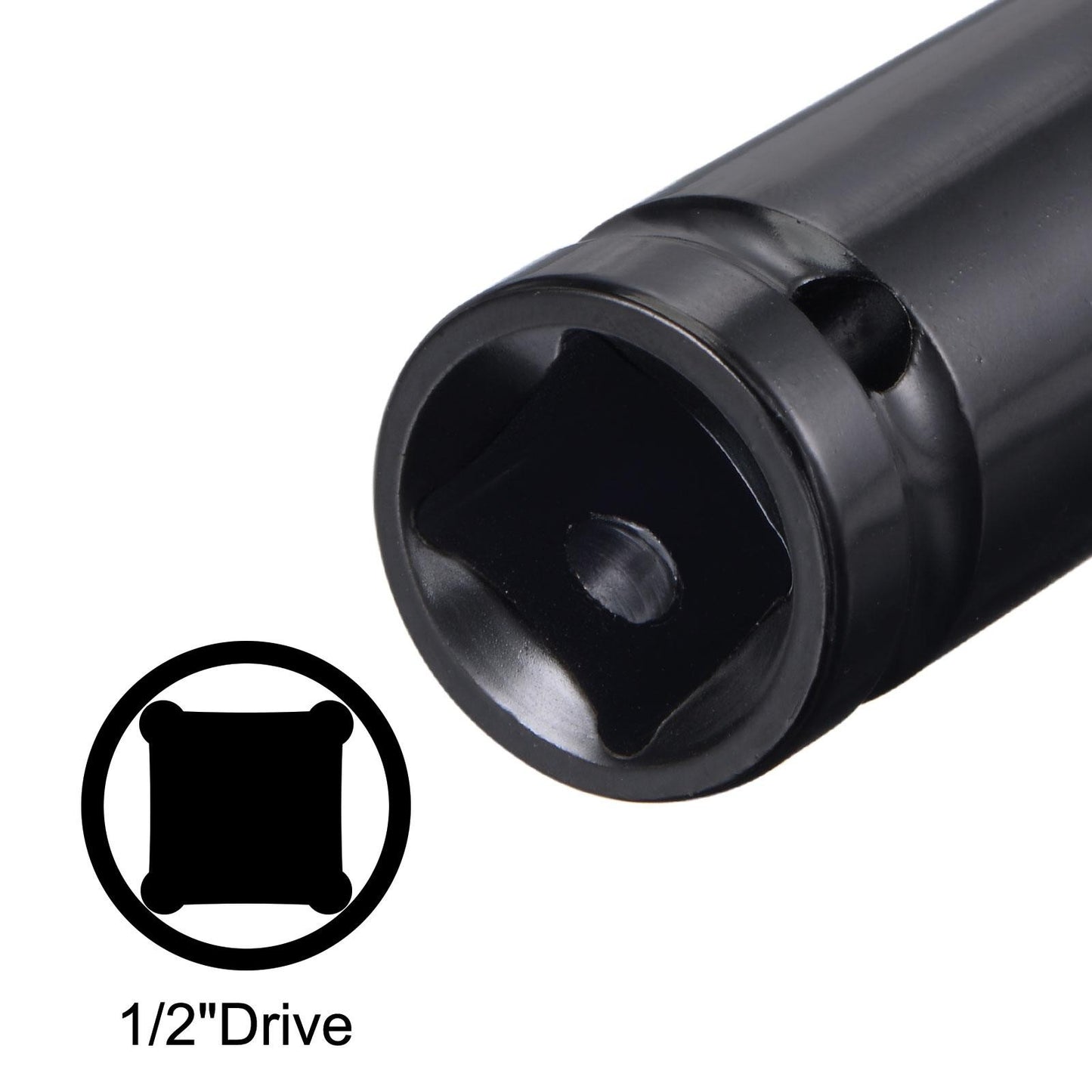 1/2" Drive x 19mm Deep Socket CR-V Steel 8" Length 6-Point Metric Size