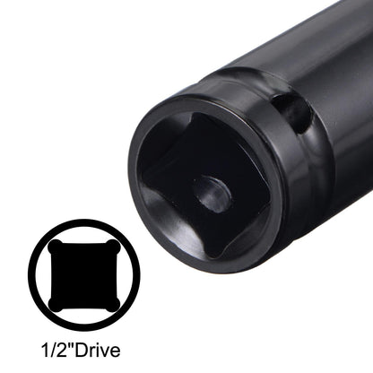1/2" Drive x 19mm Deep Socket CR-V Steel 8" Length 6-Point Metric Size