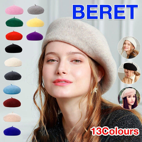 Womens Winter Beanie Beret Newsboy Hat Warm Wool Style Cap Ladies AU Pack Set