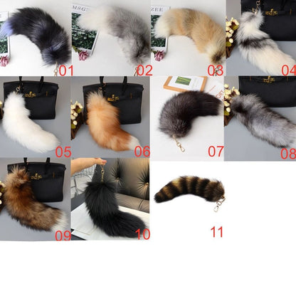 Therian Tail Plush Keychain Long Pendant Cosplay Tail Animal Car Keyring 28 40CM