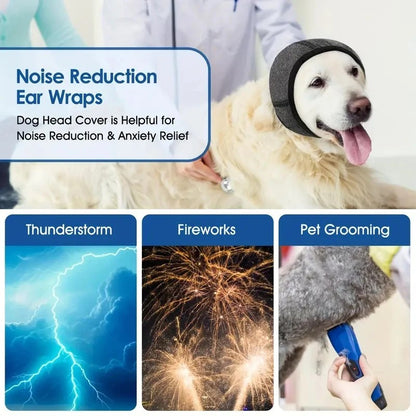 Waterproof Dog Ear Muffs Noise Reducing Calming Hood Adjustable Pet Cover