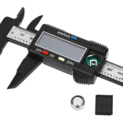 150mm Digital Caliper Carbon Fibre Plastic LCD Vernier Gauge 0.1mm Inch MM Tool