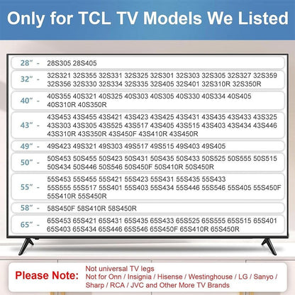 No Drilling TV stand legs Non-slip Base Stand TV Stand for TCL/Roku