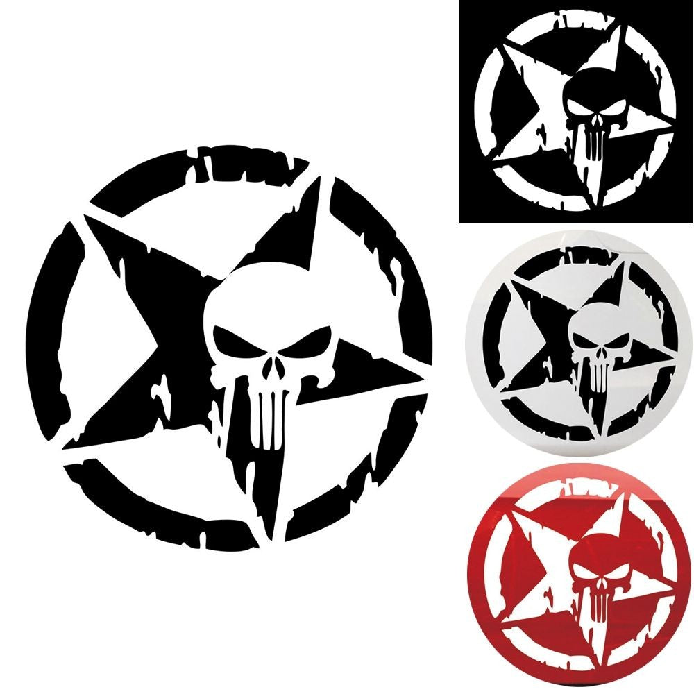 New Auto Reflective Punisher Star Vinyl Decal Skull Pentagram Car Sticker