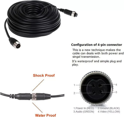 4 Pin Video Extension Cable Wire For Bus Truck Reversing Rear Camera 5 10 15 20m
