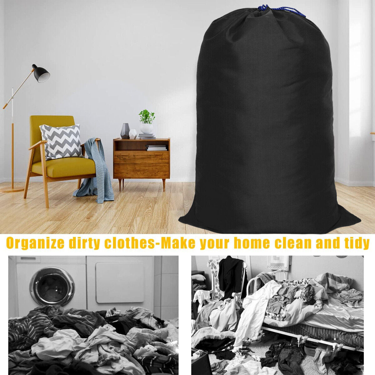 Canvas Drawstring Large Bag Pouch Clothes Craft Storage Laundry Army Green AU
