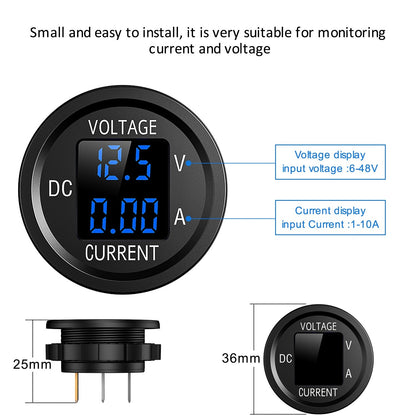 12V LED Digital Display Volt Meter Ammeter Voltage Round Car Voltmeter Amp AUS