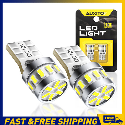 AUXITO 2X T10 W5W 6500K Super White Globe Front Head Park Light Bulb Glass Wedge