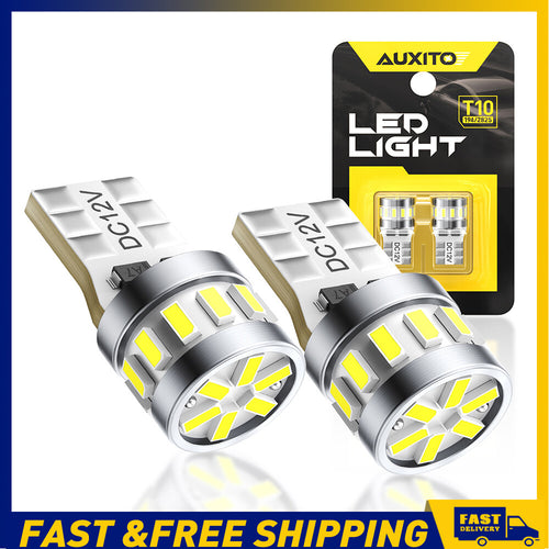 AUXITO 2X T10 W5W 6500K Super White Globe Front Head Park Light Bulb Glass Wedge
