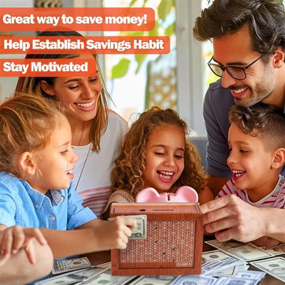 Wooden Cash Saving Box Creative Cash Savings Challenge Box Coin Money Box Gift
