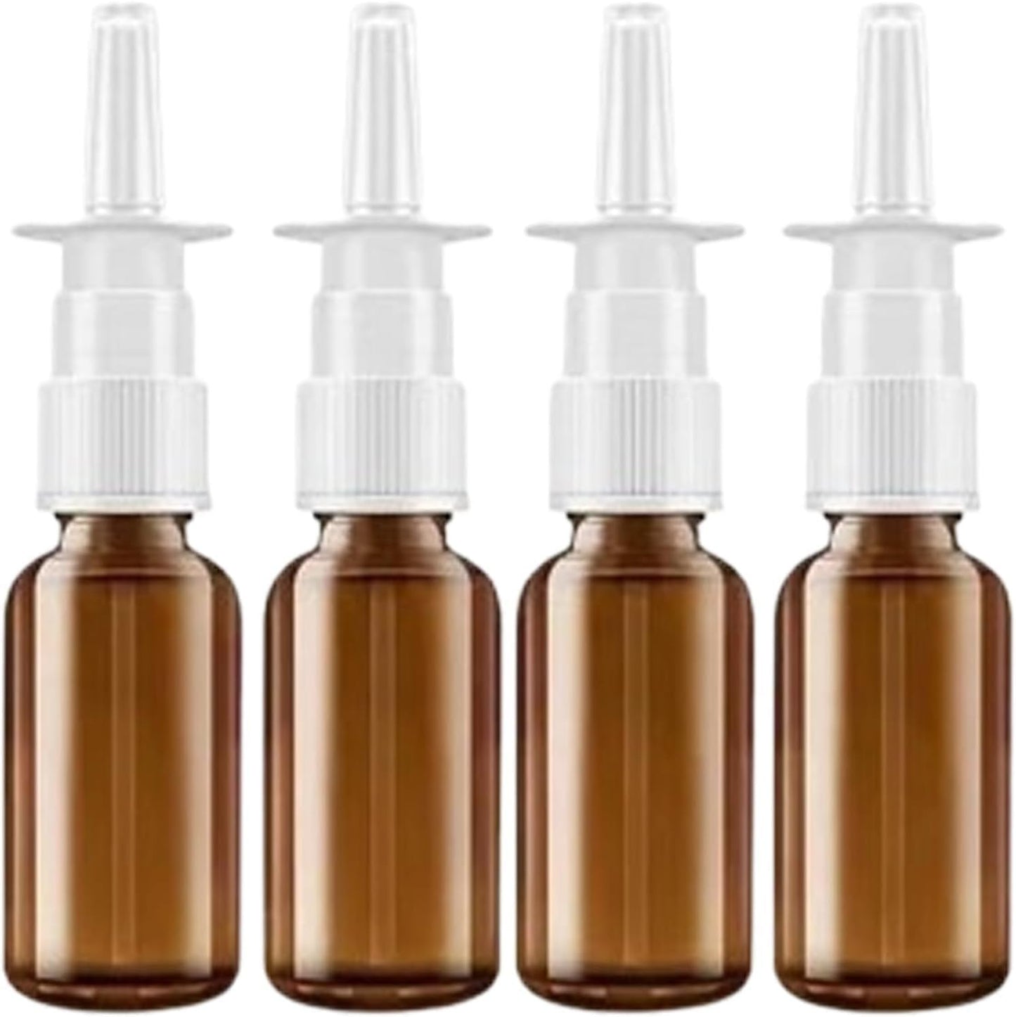 4Pcs 15Ml Amber Glass Nasal Spray Bottles with Fine Mist Nozzle – Refillable Emp