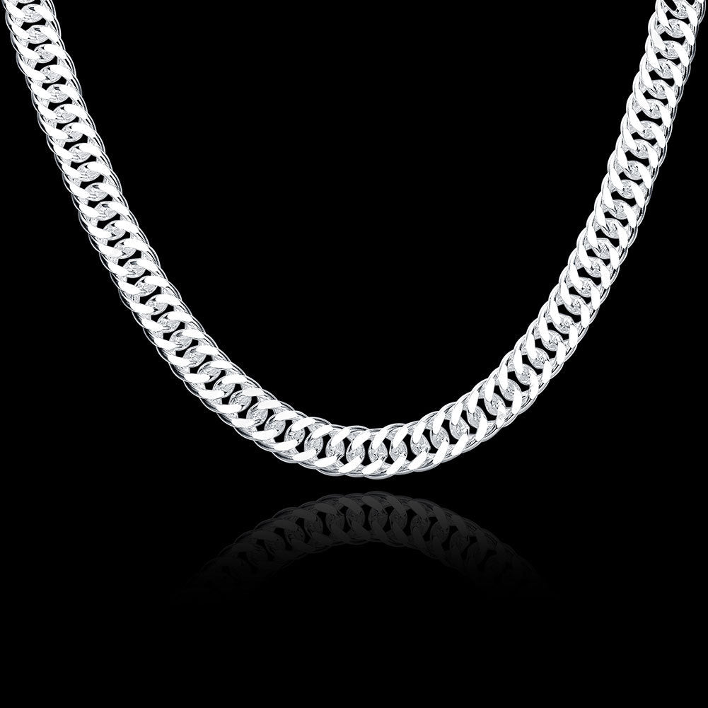 925 Sterling Silver Filled 10MM Classic Solid Curb Chain Necklace 20" Stunning