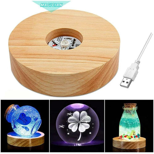 Wooden LED Light Dispaly Base Display Stand Night Lamp Base Crystal Ball Holder