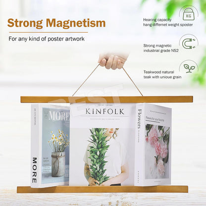 31-71CM Magnetic Poster Frame Teak Wooden Hanging Scroll Wall Art Poster Hanger