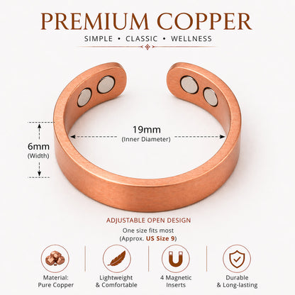 Pure Copper Magnetic Healing Therapy Arthritis Open Ring Weight Loss Pain Relief