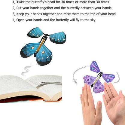 10/20/30/50/100x Magic Wind Up Flying Butterfly Surprise Birthday Greeting Gifts