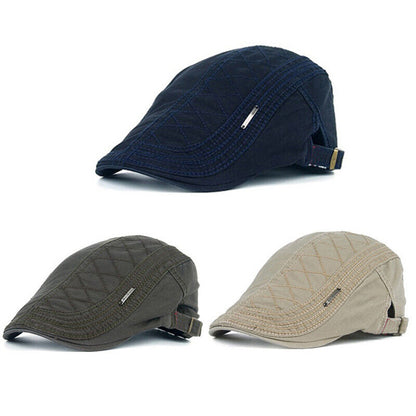 Men Cotton Ivy Flat Cap Newsboy Adjustable Beret Cabbie Gatsby Driving Hat