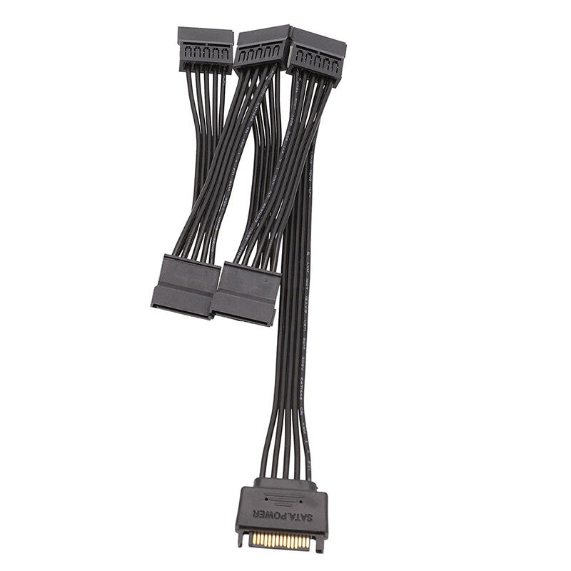 15 Pin SATA Power Y-Splitter Cable Adapter Extension 1 Male to 5 Female For HDD